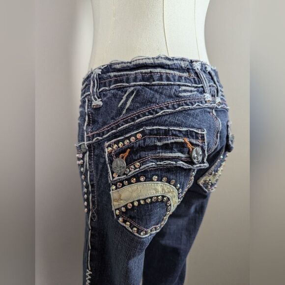 Laguna Beach Bootcut Jeans – Sz 28 Low Rise Studded Pockets Y2K - Picture 10 of 13
